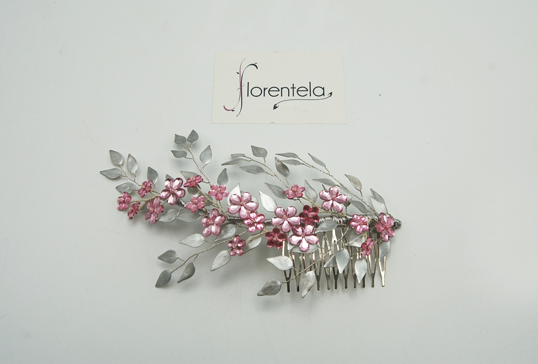 peineta plata rosa